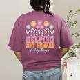 Tiny People Help Do Big Things Nursery Teacher Women's Comfort Colors T-Shirt Back Print Berry