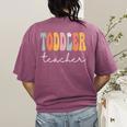 Toddler Teacher Retro Groovy Women Happy First Day Of School Women's Comfort Colors T-Shirt Back Print Berry