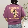 History Education Is Freedom African Map Black Teacher Women's Comfort Colors T-Shirt Back Print Berry