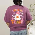 Trick Or Teach Cute Floral Ghost Teacher Halloween Costume Women's Comfort Colors T-Shirt Back Print Berry Trick Or Teach Cute Floral Ghost Teacher Halloween Costume Women's Comfort Colors T-Shirt Back Print Berry