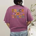 Trick Or Teach Funny School Teacher Halloween Costume Women's Comfort Colors T-Shirt Back Print Berry
