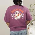 Trick Or Teach Groovy Retro Ghost Halloween Teacher Kids Women's Comfort Colors T-Shirt Back Print Berry Trick Or Teach Groovy Retro Ghost Halloween Teacher Kids Women's Comfort Colors T-Shirt Back Print Berry