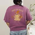 Trick Or Teach Halloween Teacher Women's Comfort Colors T-Shirt Back Print Berry Trick Or Teach Halloween Teacher Women's Comfort Colors T-Shirt Back Print Berry
