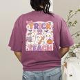Trick Or Teach Retro Halloween Teacher Look Women's Comfort Colors T-Shirt Back Print Berry Trick Or Teach Retro Halloween Teacher Look Women's Comfort Colors T-Shirt Back Print Berry