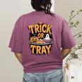Trick Or Tray Halloween Cafeteria Teacher School Women's Comfort Colors T-Shirt Back Print Berry Trick Or Tray Halloween Cafeteria Teacher School Women's Comfort Colors T-Shirt Back Print Berry