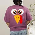 Turkey Face Halloween Costume Thanksgiving Teacher Nurse Women's Comfort Colors T-Shirt Back Print Berry Turkey Face Halloween Costume Thanksgiving Teacher Nurse Women's Comfort Colors T-Shirt Back Print Berry