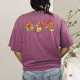 Turkey Reading Books Fall Thanksgiving Teacher Book Lovers Women's Comfort Colors T-Shirt Back Print Berry