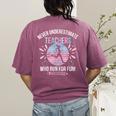 Never Underestimate Teachers Who Runs For Fun Running Teache Women's Comfort Colors T-Shirt Back Print Berry