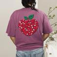 Valentines Day Teacher Hearts Apple Love Teach Women Men Women's Comfort Colors T-Shirt Back Print Berry