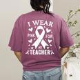 I Wear Pink For My Teacher Cancer Awareness Women's Comfort Colors T-Shirt Back Print Berry