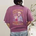 Weird Science Skeleton Halloween Teachers Brew Knowledge Women's Comfort Colors T-Shirt Back Print Berry