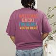 Welcome Back I'm Glad You'Re Here Retro Teacher Greeting Women's Comfort Colors T-Shirt Back Print Berry Welcome Back I'm Glad You'Re Here Retro Teacher Greeting Women's Comfort Colors T-Shirt Back Print Berry