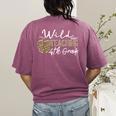 Wild About Teaching School Crew 4th Grade Teacher Squad Women's Comfort Colors T-Shirt Back Print Berry