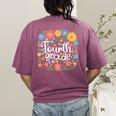 Wildflower 4th Fourth Grade Floral Back To School Teacher Women's Comfort Colors T-Shirt Back Print Berry