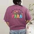 Wildflower Para Floral Paraprofessional Paraeducator Teacher Women's Comfort Colors T-Shirt Back Print Berry