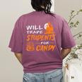 Will Trade Students For Candy Halloween Costume Teacher Women's Comfort Colors T-Shirt Back Print Berry