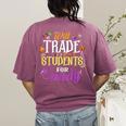 Will Trade Students For Candy Teacher Cute Halloween Costume Women's Comfort Colors T-Shirt Back Print Berry Will Trade Students For Candy Teacher Cute Halloween Costume Women's Comfort Colors T-Shirt Back Print Berry