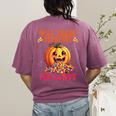 Will Trade Students For Candy Teacher Cute Halloween Pumpkin Women's Comfort Colors T-Shirt Back Print Berry Will Trade Students For Candy Teacher Cute Halloween Pumpkin Women's Comfort Colors T-Shirt Back Print Berry