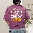 Will Trade Students For Candy Teacher Cute Halloween Women's Comfort Colors T-Shirt Back Print Berry Will Trade Students For Candy Teacher Cute Halloween Women's Comfort Colors T-Shirt Back Print Berry