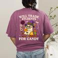 Will Trade Students For Candy Teacher Ghost Halloween Women's Comfort Colors T-Shirt Back Print Berry Will Trade Students For Candy Teacher Ghost Halloween Women's Comfort Colors T-Shirt Back Print Berry