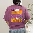 Will Trade Students For Donuts Halloween Teacher Women's Comfort Colors T-Shirt Back Print Berry