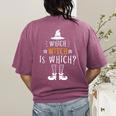 Which Witch Is Which Halloween Grammar Teacher Costume Women's Comfort Colors T-Shirt Back Print Berry Which Witch Is Which Halloween Grammar Teacher Costume Women's Comfort Colors T-Shirt Back Print Berry
