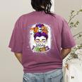 Witchy Teacher Halloween Messy Bun Teacher Bleached Women's Comfort Colors T-Shirt Back Print Berry Witchy Teacher Halloween Messy Bun Teacher Bleached Women's Comfort Colors T-Shirt Back Print Berry