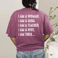 Woman Mom Teacher Wife TIRED T Shirt Cute Mom Teacher Shirts Women's Comfort Colors T-Shirt Back Print Berry