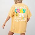 100th Day Of School Get Your Cray On Teacher Women's Comfort Colors T-Shirt Back Print Mustard