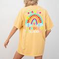 100th Day Of School Rainbow Happy 100 Days Smarter Teacher Women's Comfort Colors T-Shirt Back Print Mustard