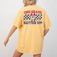 2nd Grade Batter Up Back To School Baseball Teacher Kids Women's Comfort Colors T-Shirt Back Print Mustard