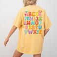 Alphabet A-Z ABC Kids Back To School Pre K Teachers Women's Comfort Colors T-Shirt Back Print Mustard Alphabet A-Z ABC Kids Back To School Pre K Teachers Women's Comfort Colors T-Shirt Back Print Mustard