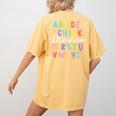 Alphabet ABC Elemeno Teacher Student Back To School Women's Comfort Colors T-Shirt Back Print Mustard