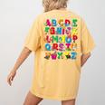 Alphabet Animals ABCs Zoo Kids Boys Girls Teacher Women's Comfort Colors T-Shirt Back Print Mustard