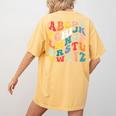 Alphabet Hi Back To School ABC Pre K Kindergarten Teacher Women's Comfort Colors T-Shirt Back Print Mustard
