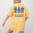 All American Teacher Pencil Coquette Bow USA Flag Teachers Women's Comfort Colors T-Shirt Back Print Mustard