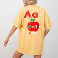 A Is For Apple Pre-K Kindergarten Teacher Student Women's Comfort Colors T-Shirt Back Print Mustard