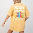 Art Teacher COMPLIMENTARY Colors Always Have Things To Say Women's Comfort Colors T-Shirt Back Print Mustard
