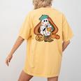 Art Teacher Painting Brushes Retro Pumpkin Ghost Artist Women's Comfort Colors T-Shirt Back Print Mustard