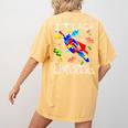 Autism Awareness Teacher I Teach Awesome Superheroes Women's Comfort Colors T-Shirt Back Print Mustard