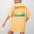 Back To School Groovy Smile Preschool Teachers Students Kids Women's Comfort Colors T-Shirt Back Print Mustard