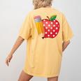 Back To School Pencil And Apple Teacher Student Women's Comfort Colors T-Shirt Back Print Mustard Back To School Pencil And Apple Teacher Student Women's Comfort Colors T-Shirt Back Print Mustard