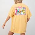 Back To School Pre-K Preppy Teacher Girl Women's Comfort Colors T-Shirt Back Print Mustard