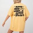Blessed To Be A Catholic School Teacher Christian Teaching Women's Comfort Colors T-Shirt Back Print Mustard