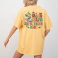 Book Tree All Is Calm Said No Teacher Ever Christmas Women's Comfort Colors T-Shirt Back Print Mustard