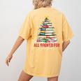 All Booked For Christmas Xmas Tree Teacher Holiday Pajamas Women's Comfort Colors T-Shirt Back Print Mustard All Booked For Christmas Xmas Tree Teacher Holiday Pajamas Women's Comfort Colors T-Shirt Back Print Mustard