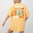 All Booked For Fall Book Pumpkin Autumn Thanksgiving Teacher Women's Comfort Colors T-Shirt Back Print Mustard