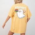 Books Halloween Librarian Teacher Reader Reading Book Lover Women's Comfort Colors T-Shirt Back Print Mustard
