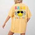 Bruh It's Fri-Yay Friday Weekend Smile Face Teacher Student Women's Comfort Colors T-Shirt Back Print Mustard
