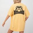 Bulldogs Teacher Student School Sports Fan Team Spirit Women's Comfort Colors T-Shirt Back Print Mustard